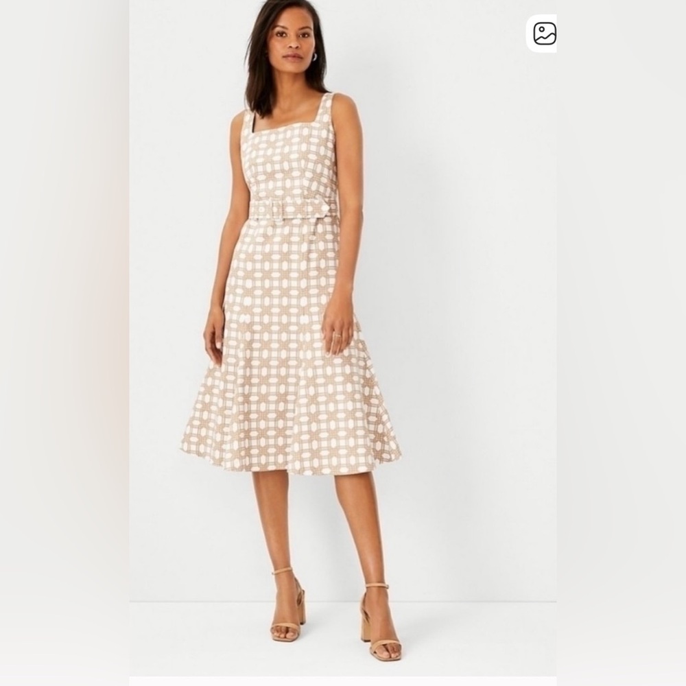 Ann Taylor Beige Striped Midi Dress - Picture 6 of 6